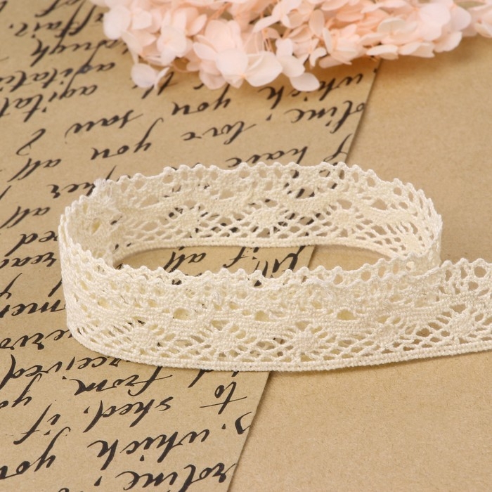 Кружево вязаное, 28 мм &times; 10 &plusmn; 1 м, цвет бежевый