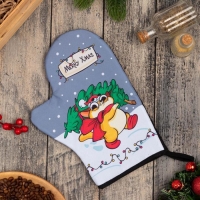 Новый год.Варежка-прихватка "Merry Xmas" 20х27см,100% п/э,ватин 250г/м2