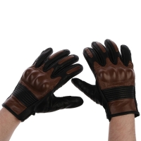 Перчатки мотоциклетные с защитными вставками, кожаные, размер L, коричневые Перчатки мотоциклетные с защитными вставками, кожаные, размер L, коричневые