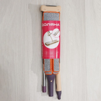 Швабра с отжимом Доляна, двусторонняя насадка из микрофибры 38&times;12 см, стальная ручка 134 см