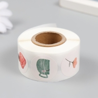 Наклейка бумага "Акварельные рисунки" d=2,5 см 500 шт в рулоне 3х6,5х6,5 см Наклейка бумага "Акварельные рисунки" d=2,5 см 500 шт в рулоне 3х6,5х6,5 см