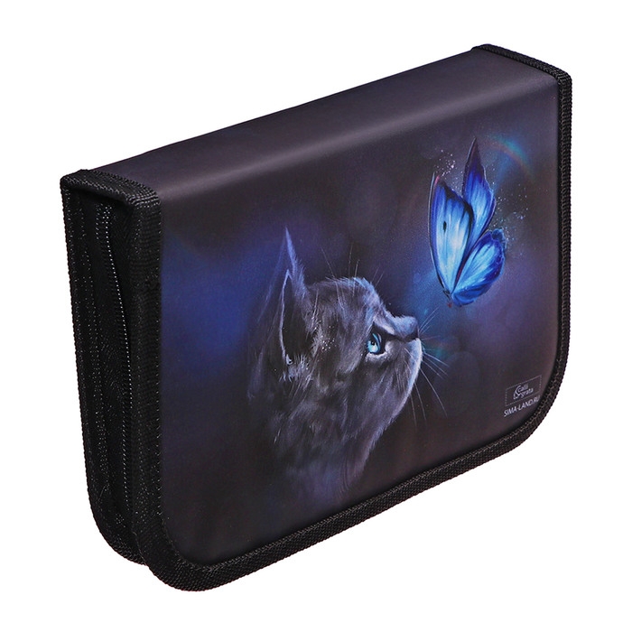 Пенал 3 секции, вкладка внутри, 140 х 210 х 40 мм, тканевый, Calligrata TOP Block Пенал 3 секции, вкладка внутри, 140 х 210 х 40 мм, тканевый, Calligrata TOP Block "Милый котик"