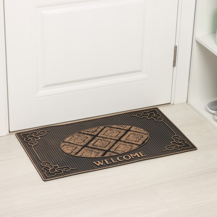 Коврик придверный резиновый Доляна Welcome, 40&times;70 см, цвет МИКС