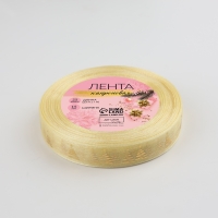 Новый год! Лента капроновая с тиснением &laquo;Ёлки&raquo;, 15 мм &times; 23 &plusmn; 1 м, цвет бежевый/золотой