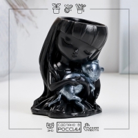 Кашпо фигурное "Девочка с котом" черное-серебро, 10см Кашпо фигурное "Девочка с котом" черное-серебро, 10см