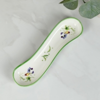 Блюдо фарфоровое для оливок/солений Доляна &laquo;Зелёный сад&raquo;, 20&times;5&times;3,5 см, цвет белый