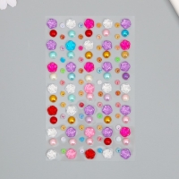 Наклейка стразы пластик "Цветы и горох" цвет МИКС 30х10 см