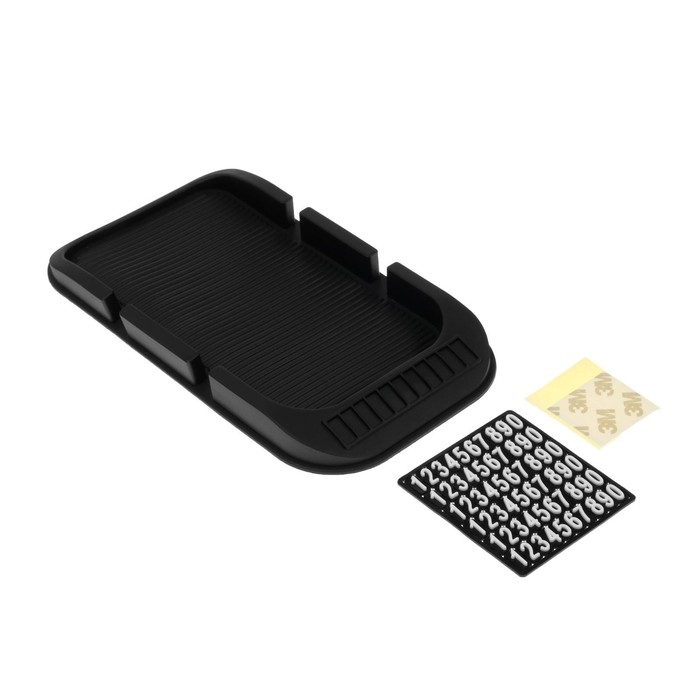 Коврик противоскользящий с номером телефона, 20&times;11 см, микс, черный