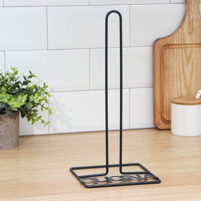 Держатель для бумажных полотенец Доляна, 13,5&times;15,5&times;29 см, цвет чёрный