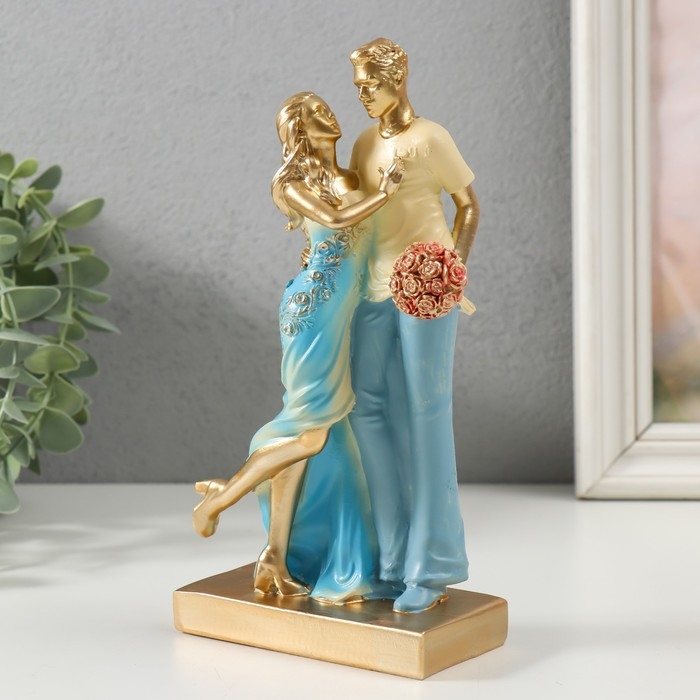 Сувенир полистоун Сувенир полистоун "Нежная встреча" бело-голубой 6х8х19,5 см