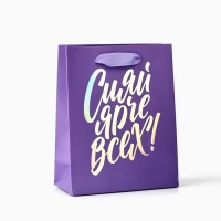 Пакет подарочный &laquo;Сияй ярче всех&raquo;, голография, S 12 х 5.5 х 15 см