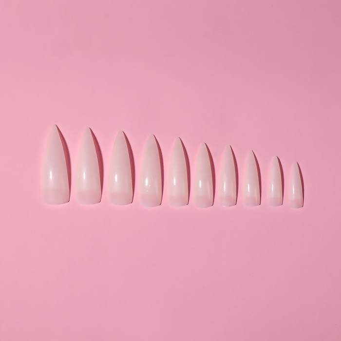 Типсы для наращивания ногтей, 100 шт, форма стиллет, короткая контактная зона, в контейнере, цвет молочный