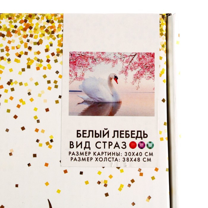 Алмазная мозаика с частичным заполнением на холсте &laquo;Белый лебедь&raquo;, 30 х 40 см