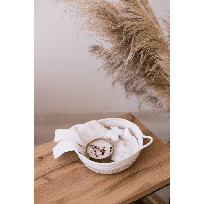 Корзина для хранения плетёная ручной работы LaDо́m &laquo;Визави&raquo;, хлопок, с ручками, 34&times;24&times;7 см, цвет бежевый