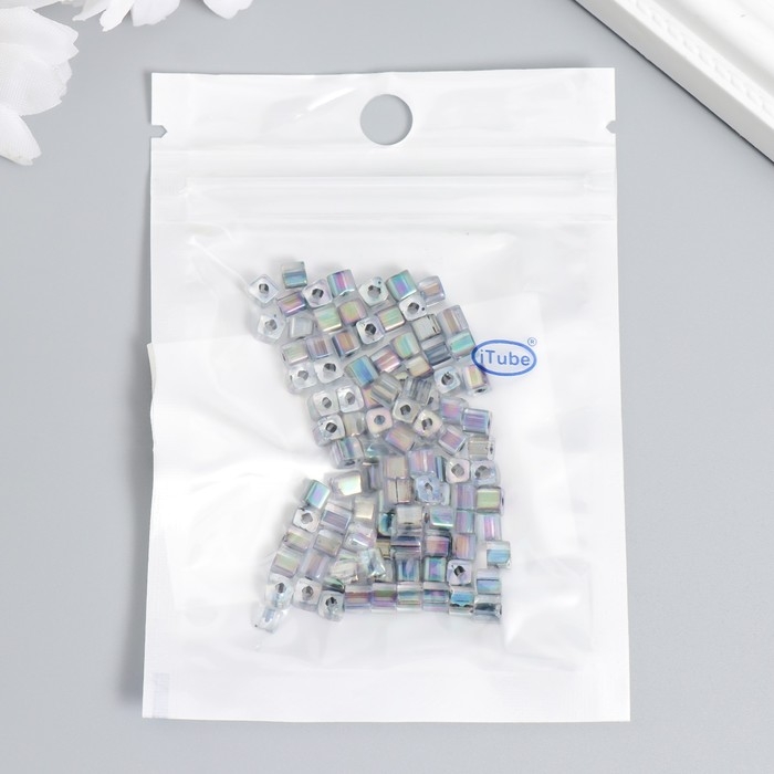 Бисер стекло 6/0 "Кубик. Полупрозрачный. Радужный" 10 гр