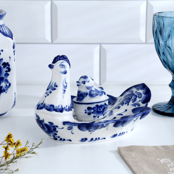 Тарелка для яиц Тарелка для яиц "Наседка" гжель