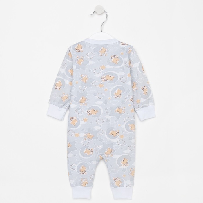Комбинезон детский, цвет серый/мишки, манжет МИКС, рост 68 см