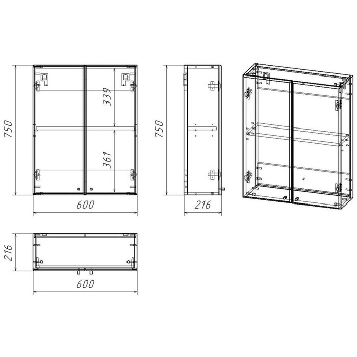 Шкаф навесной Spectrum 60, 60 х 75 х 22 см Шкаф навесной Spectrum 60, 60 х 75 х 22 см