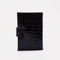 Визитница на кнопке, 18 карт, TEXTURA, цвет чёрный