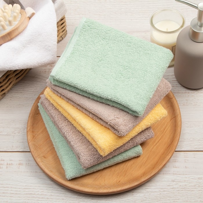 Набор махровых полотенец Этель Summer time 30х30 см -5шт, 100% хлопок 340 гр/м2 Набор махровых полотенец Этель Summer time 30х30 см -5шт, 100% хлопок 340 гр/м2