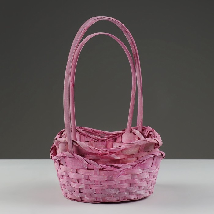 Набор корзин, 19х7,5х9,5/31 см, 22х9х11/34 см, 24х9х11,5/35 см, 3 шт, розовые, бамбук Набор корзин, 19х7,5х9,5/31 см, 22х9х11/34 см, 24х9х11,5/35 см, 3 шт, розовые, бамбук