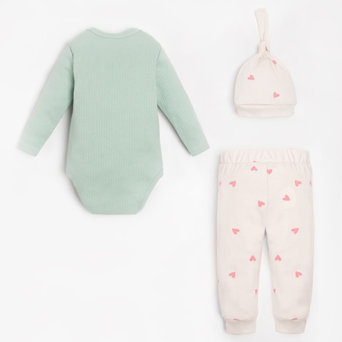 Комплект: боди, шапочка и брюки Крошка Я &laquo;Зайчик&raquo;, рост 86-92 см