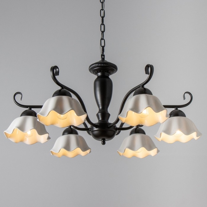 Люстра Люстра "Лукреция" 6хЕ27 40Вт чёрно-белый 77х77х37-72 см BayerLux