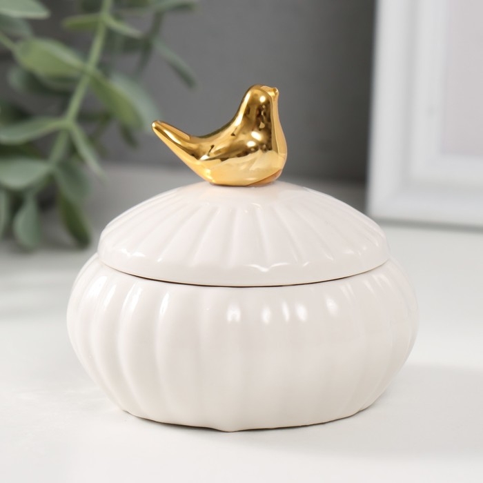 Шкатулка керамика Шкатулка керамика "Золотой воробышек" МИКС 7,5х7,5х7 см