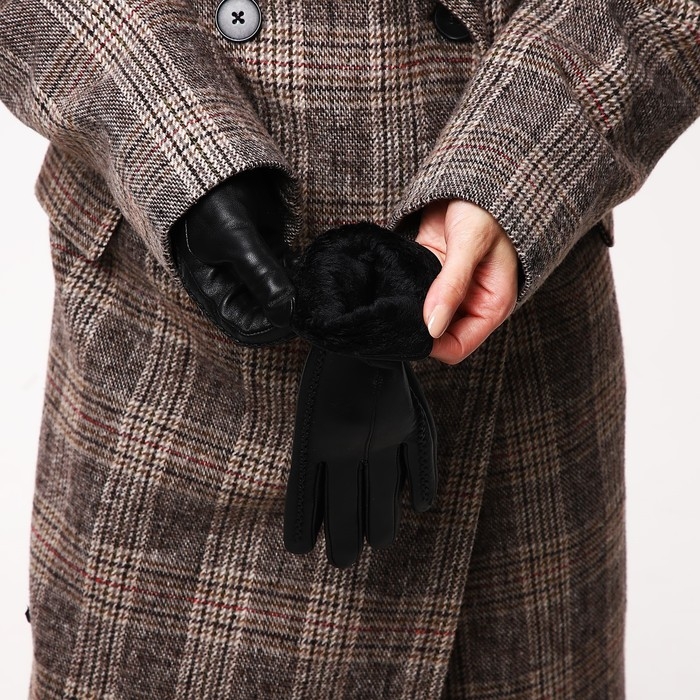 Перчатки женские, безразмерные, без утеплителя, цвет чёрный Перчатки женские, безразмерные, без утеплителя, цвет чёрный