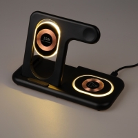 Беспроводное зарядное устройство 3 в 1 Y36, 15 W, складная, подсветка, USB, Type-C, чёрная Беспроводное зарядное устройство 3 в 1 Y36, 15 W, складная, подсветка, USB, Type-C, чёрная