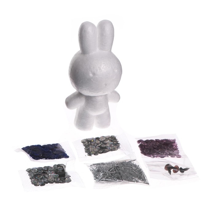 Набор для творчества. Игрушка пайетками &laquo;Зайка&raquo; 14,2 х 7,4 х 6,5 см + 3 цвета пайеток