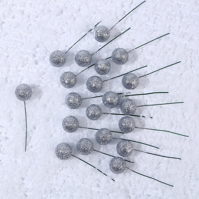 Фигурка для поделок и декора на проволоке &laquo;Шар&raquo;, набор 20 шт., размер 1 шт. &mdash; 2 &times; 7 см, цвет серебро