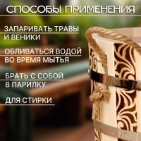 Шайка-таз из липы, 10 л, круглая, пластиковая вставка, ручка-веревка Шайка-таз из липы, 10 л, круглая, пластиковая вставка, ручка-веревка