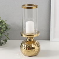 Подсвечник керамика, стекло на 1 свечу "Лоджуар" d=8 см золото 10,5х10,5х26 см Подсвечник керамика, стекло на 1 свечу "Лоджуар" d=8 см золото 10,5х10,5х26 см