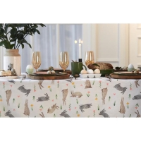 Скатерть пасхальная, Доляна Fluffy bunnies 180х144 см, 100% хлопок, 164 г/м2