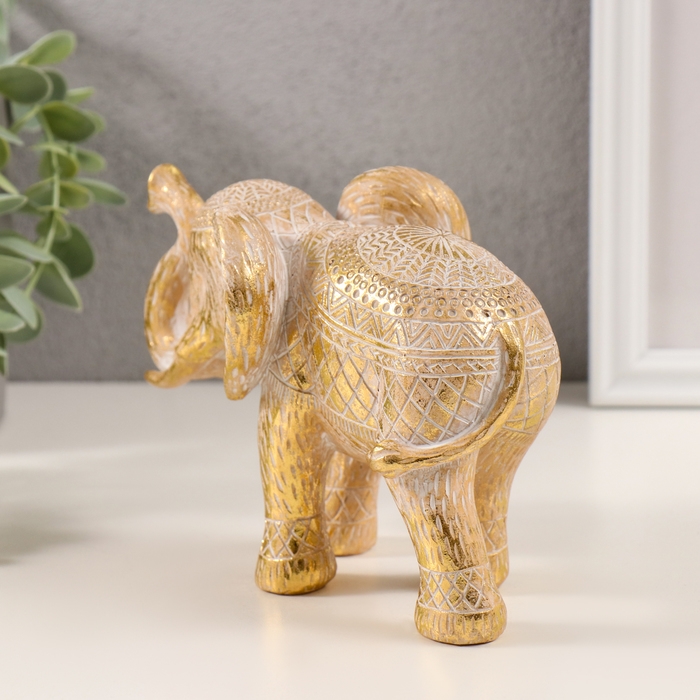 Сувенир полистоун "Слон. Этнические узоры" золото 17х5х11 см