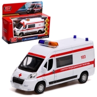 Машина металлическая &laquo;Citroen Jumper. Скорая&raquo;, 14 см, световые и звуковые эффекты, открываются двери, инерция, цвет белый