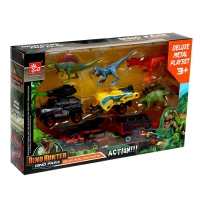 Набор металлических машинок «Дино парк», с динозаврами, стреляют пулями, МИКС Набор металлических машинок «Дино парк», с динозаврами, стреляют пулями, МИКС