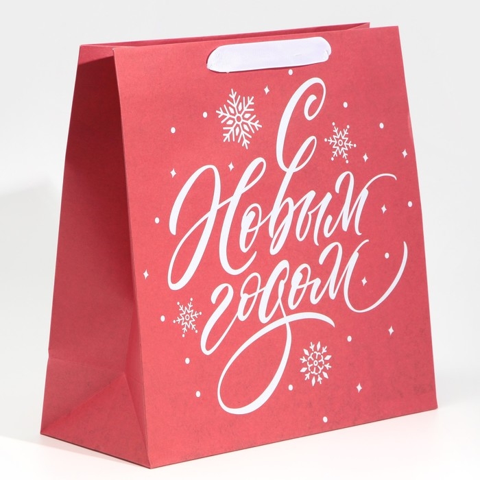 Пакет подарочный новогодний крафтовый квадратный &laquo;Новогодний&raquo;, 30 х 30 х 12 см