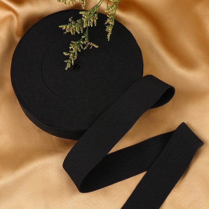 Резинка бельевая, 40 мм, 20 м, цвет чёрный Резинка бельевая, 40 мм, 20 м, цвет чёрный