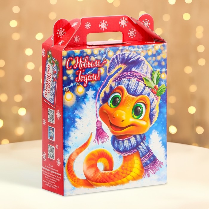 Новый год. Подарочная коробка Новогодняя Подарок Новый год. Подарочная коробка Новогодняя Подарок "Улыбка" с анимацией 16,8 х 6,8 х 20, 9 см.