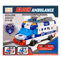 Конструктор блочный &laquo;Скорая помощь&raquo;, световые и звуковые эффекты, ездит, 48 деталей
