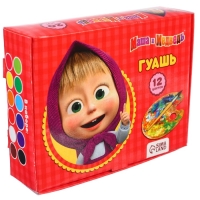 Гуашь 12 цветов по 20 мл, «Маша и Медведь», карамельная Гуашь 12 цветов по 20 мл, «Маша и Медведь», карамельная