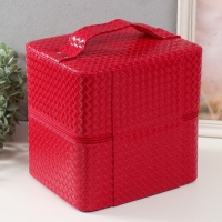 Шкатулка кожзам для косметики "Ромбы. Этажи" фуксия 24,5х20,5х27 см Шкатулка кожзам для косметики "Ромбы. Этажи" фуксия 24,5х20,5х27 см