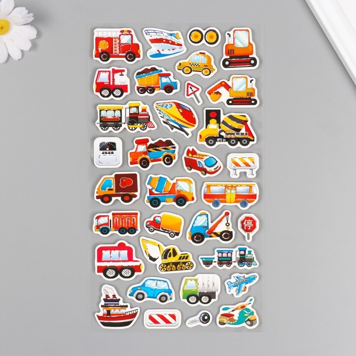 Наклейки для творчества бумага "Спецтехника" 15х30 см