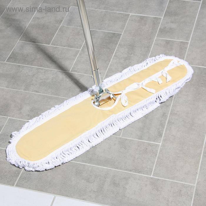 Швабра для мытья пола плоская Доляна, стальная ручка 125 см, широкая х/б насадка 78,5&times;18,5 см