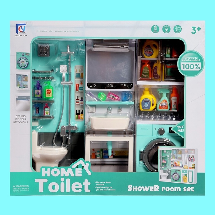 Набор мебели для кукол &laquo;Ванная комната&raquo;: санузел, раковина, постирочная