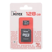 Карта памяти Mirex microSD, 128 Гб, SDXC, UHS-I, класс 10, с адаптером SD Карта памяти Mirex microSD, 128 Гб, SDXC, UHS-I, класс 10, с адаптером SD
