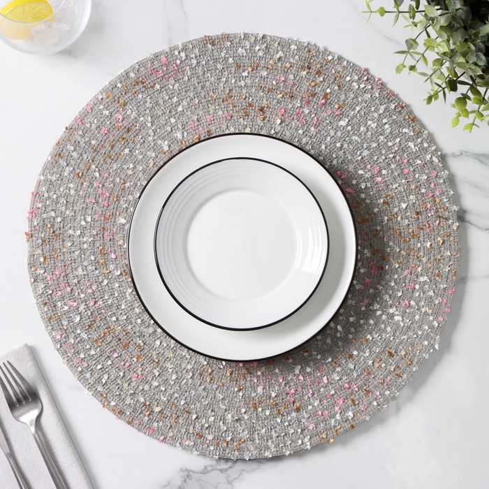 Салфетка сервировочная на стол Доляна «Серпантин», d=38 см, цвет серый Салфетка сервировочная на стол Доляна «Серпантин», d=38 см, цвет серый