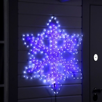 Светодиодная фигура &laquo;Снежинка&raquo;, 90 см, дюралайт, 280 LED, 220 В, мигание, свечение белое/синее